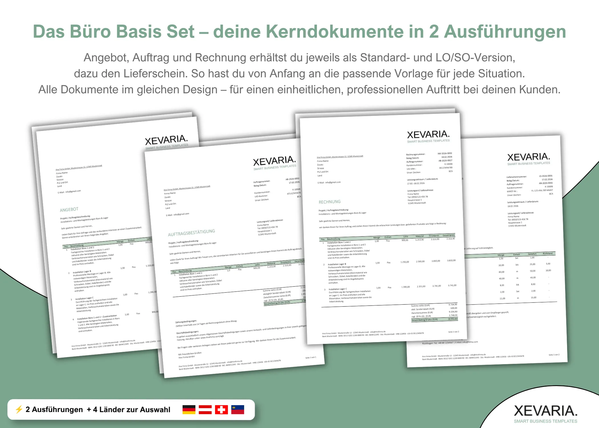 Büro Basis Set – Angebot, Rechnung, Lieferschein in Excel