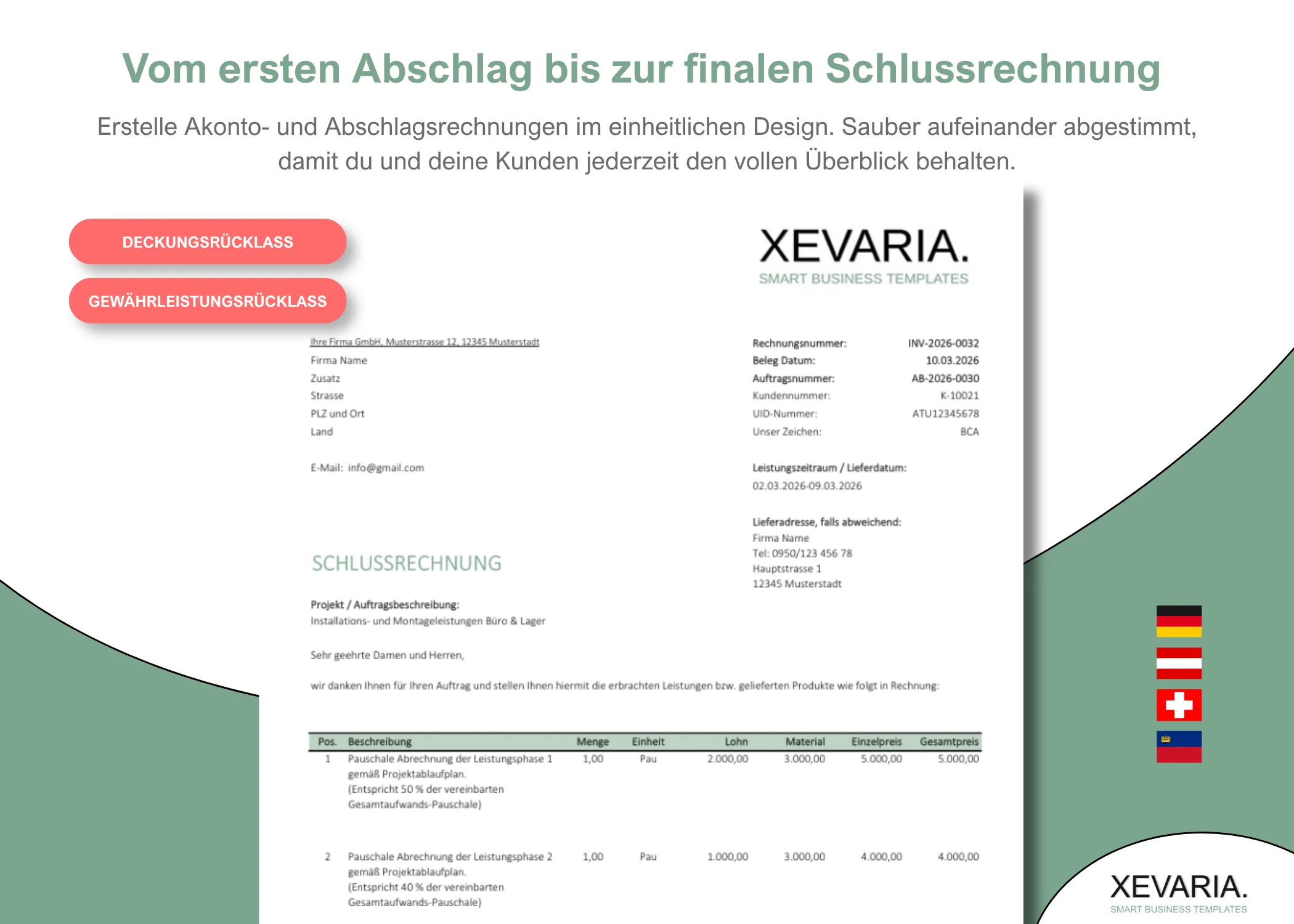 Excel Abschlagsrechnung mit Haftrücklass