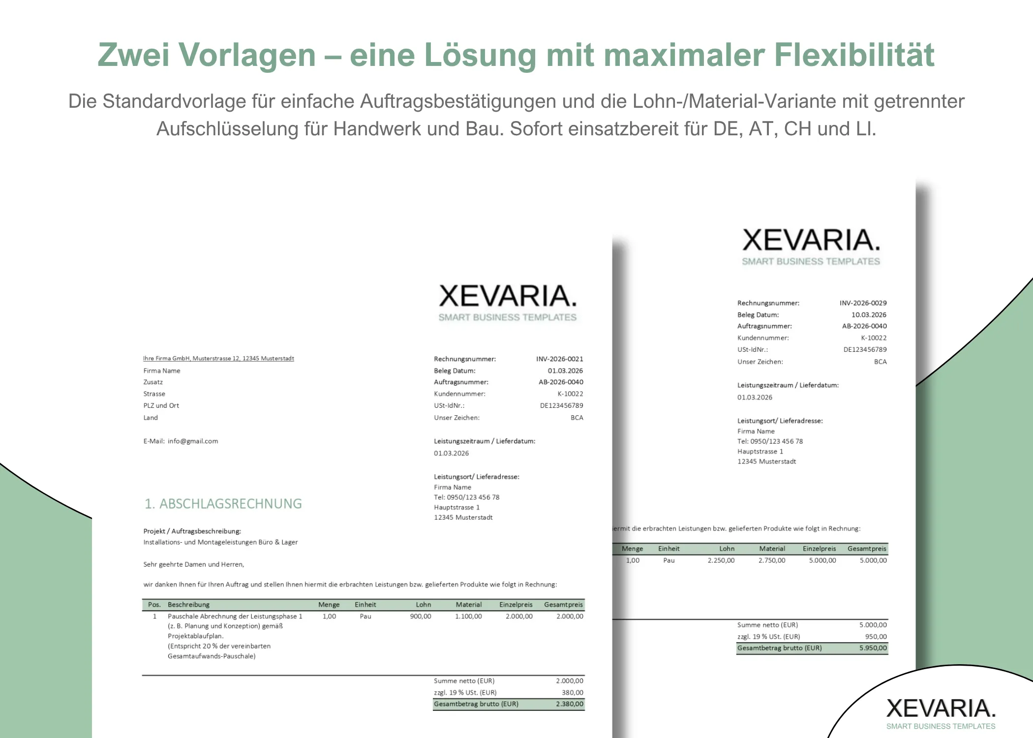Abschlags-/Schlussrechnung Excel Vorlage