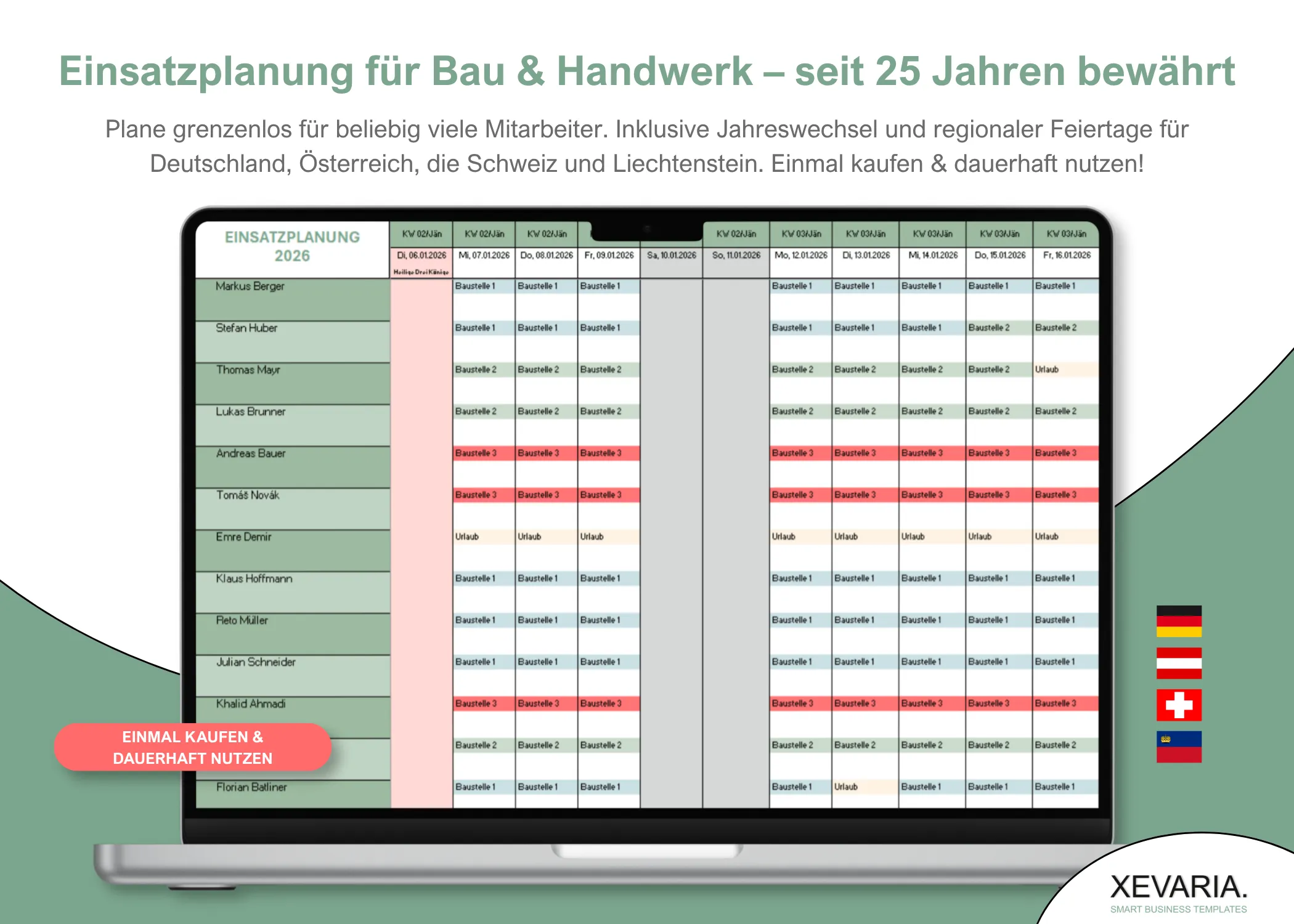 Einsatzplanung Excel Vorlage