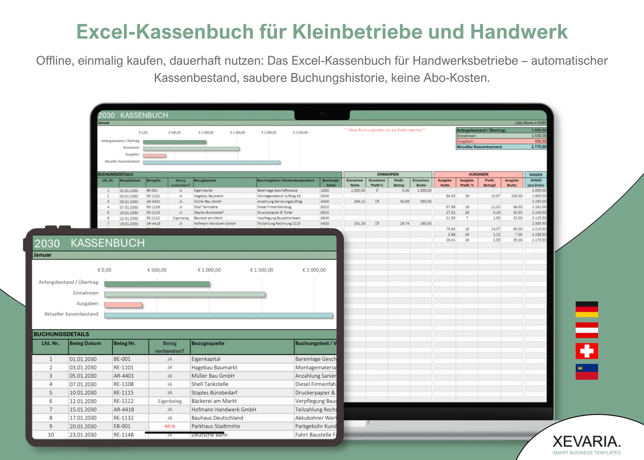 Excel Kassenbuch – Bargeld, Einnahmen und Ausgaben einfach verwalten