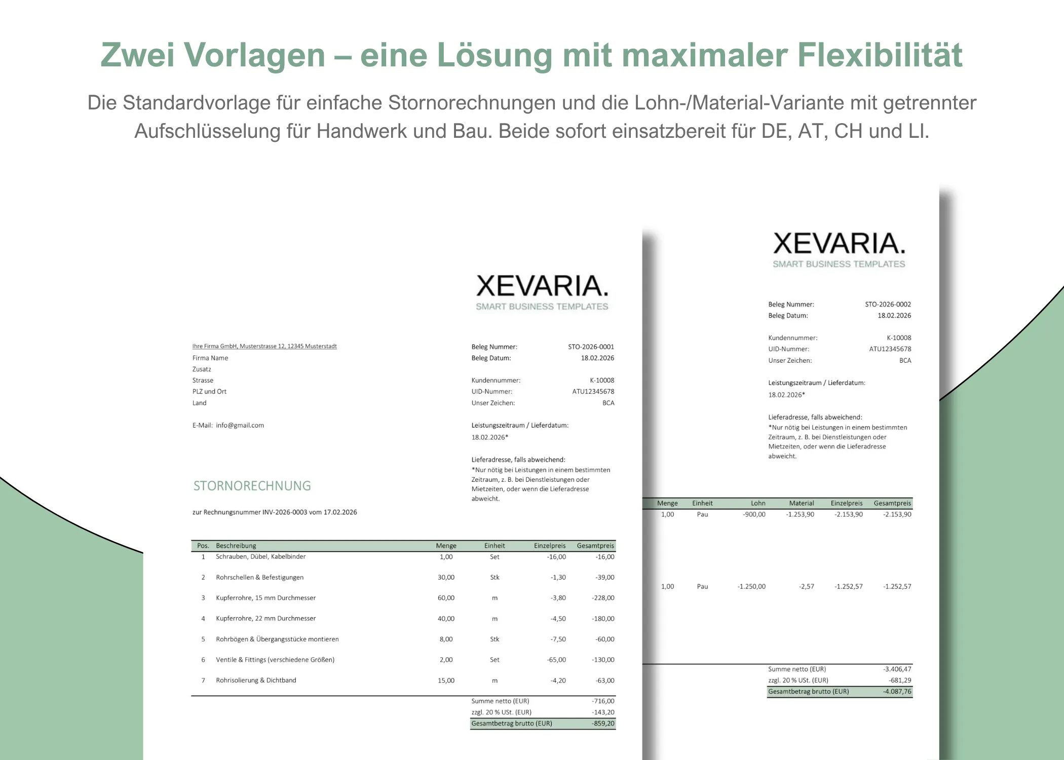 Stornorechnung Excel Vorlage