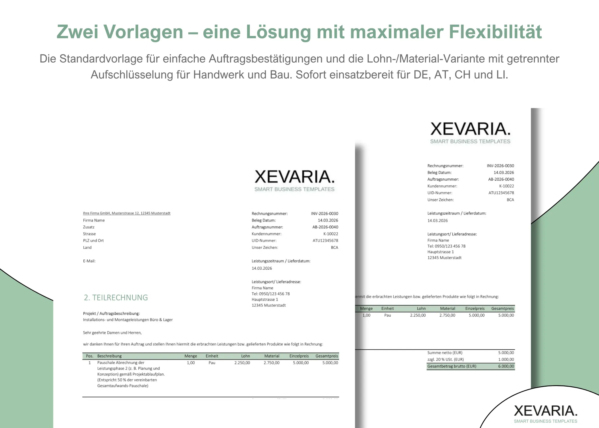 Teil-/Schlussrechnung Excel Vorlage