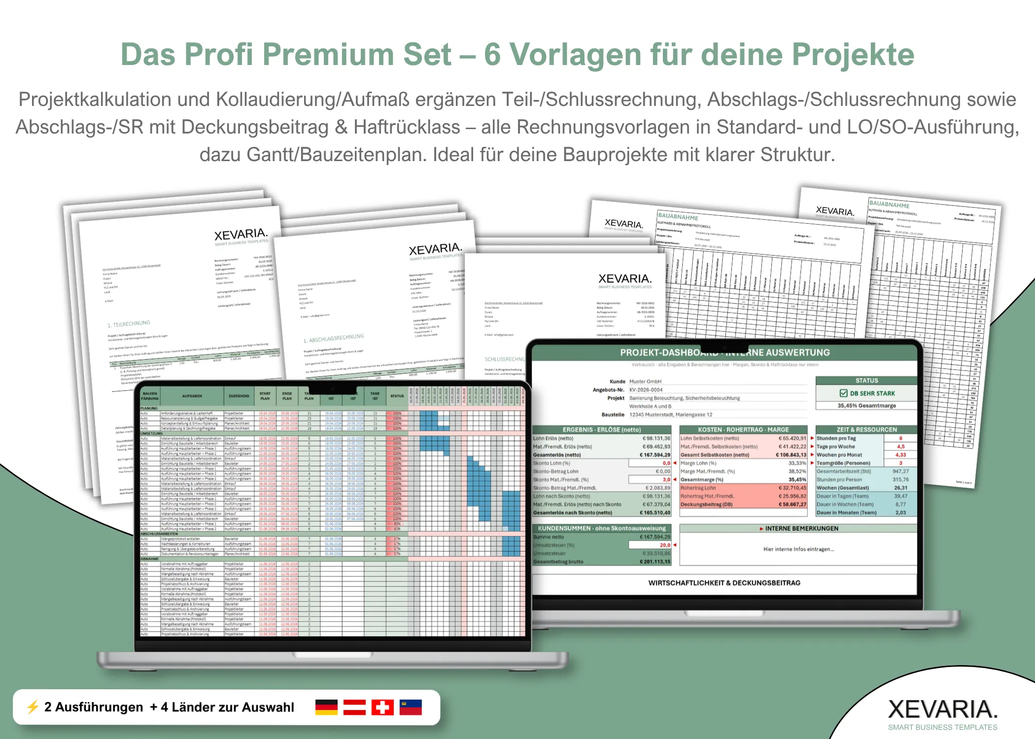 Profi Premium Set – Projektkalkulation, Bauabnahme, Teil- & Schlussrechnung in Excel
