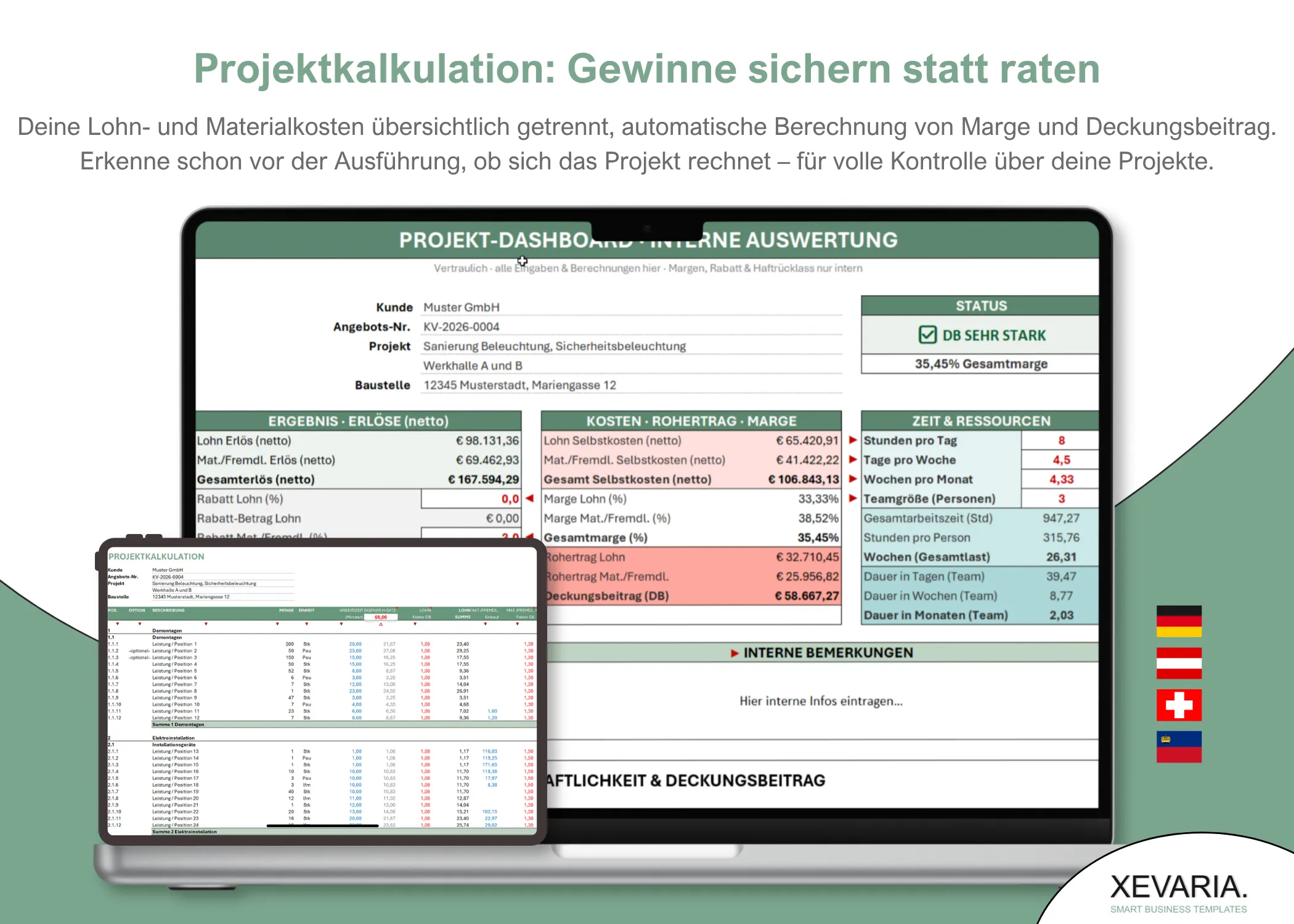 Projektkalkulation Excel Vorlage