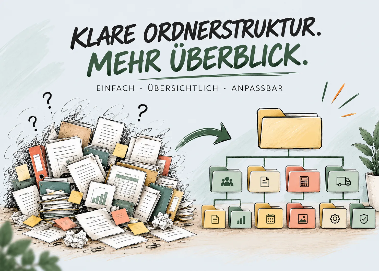 Ordnerstruktur Vorlage kostenlos: Anleitung mit 15 Hauptordnern für Unternehmen, Selbstständige und Gründer – XEVARIA
